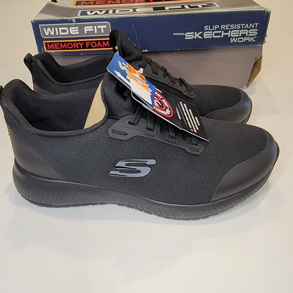 Skechers WOMEN'S Work: Squad SR Slip Resistant Black Shoe Size 11 Wide NIB! - Picture 3 of 14